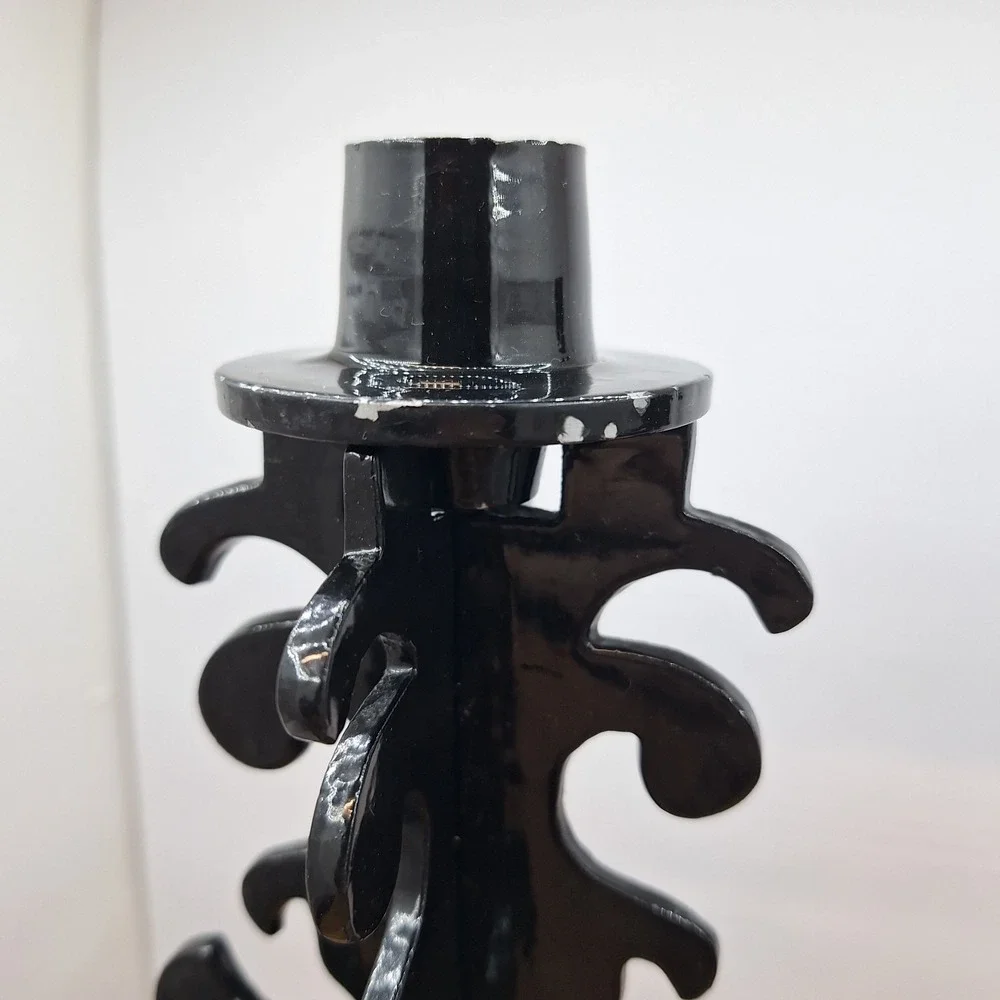 Holiday Halloween Colapsable Candle Sticks‎ Set X2 Metal Black